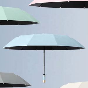 Parapluies pliants automatiques haut de gamme 12 baleines, personnalisés en usine, avec revêtement noir, pour cadeaux d'affaires et publicité - Product Image 4