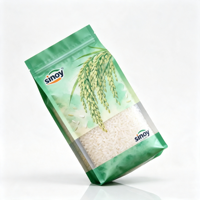 Sacs d'emballage pour riz à fond plat, scellés sur 8 côtés, de qualité alimentaire, en plastique avec fenêtre transparente, résistants à l'humidité, impression de logo personnalisée