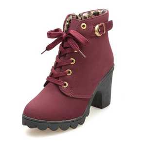 2020 delle Donne di autunno Singoli Stivali Tacco Alto Tacco di Massima In Pelle Scrub Tubo Corto Fibbia Della Cintura Cavaliere Stivali da Donna - Product Image 5