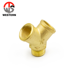 3/8 "1/2" סוג y מפיץ פליז 3 דרך צינור צינור מתאים סעפת משולש - Product Image 4