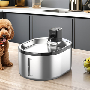 CITICITY Distributeur d'eau intelligent 2-en-1 pour animaux de compagnie, 4L, à circulation automatique, élégant, portable, en acier inoxydable - Product Image 3