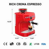 Machine à expresso 15 bars avec moulin à café intégré et buse vapeur certifiée CE GS CB ETL LFGB FDA