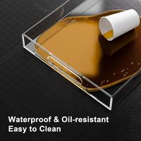 Plateau de service décoratif en acrylique transparent 12x16 pouces pour apéritifs, petit-déjeuner, collations, idéal pour les fêtes, lot de 2