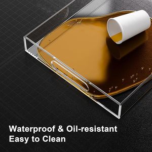 <span class=keywords><strong>Plateau</strong></span> <span class=keywords><strong>de</strong></span> service décoratif en acrylique transparent 12x16 pouces pour apéritifs, petit-déjeuner, collations, idéal pour les fêtes, lot <span class=keywords><strong>de</strong></span> 2 - Product Image 2