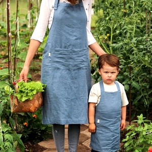 <span class=keywords><strong>Delantal</strong></span> de lona personalizado para cocina, de algodón, natural, coreano, Barista, para niños - Product Image 4