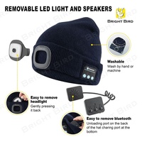 Gorra de faro con puños iluminados de punto cálido para invierno, sombrero para auriculares, faro recargable Led con lámpara de tapa de luz