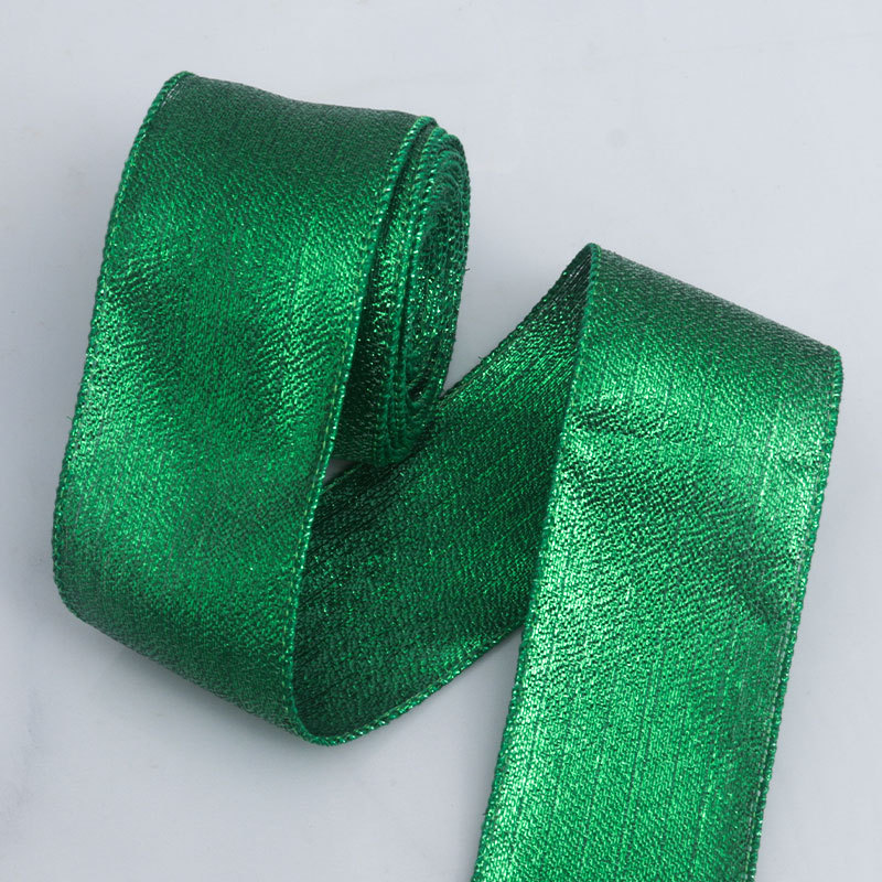E-Magic Christmas 60mm Gold Glitter Wired Edge Ribbon Gold Silver Red Glitter Shiny Wired Ribbon for Gift Christmas Decoration