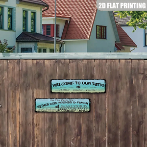 Panneau en métal pour terrasse : Bienvenue chez nous pour déguster des boissons et grillades – Décoration murale rustique pour jardin, véranda, bord de piscine - Product Image 3
