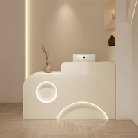 Comptoir de réception minimaliste pour salon avec tiroir, comptoir de réception commercial pour hôtel, bureau et appartement avec LED