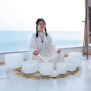 Thành Công 432Hz 440Hz mờ pha lê trắng hát Bát A B C D E F G lưu ý Bộ 7 pha lê hát bát âm thanh dụng cụ chữa bệnh - Product Image 4