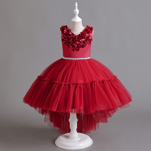 Vestido de princesa para niños, vestido de tul sin mangas, escote corazón, rojo oscuro, rosa, verde, blanco, para fiesta de boda - Product Image 3