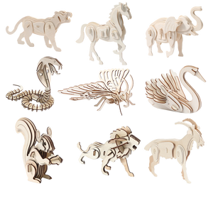 Puzzle 3D en bois sur le thème de l'animalier, modèle animal DIY pour enfants, vente en gros transfrontalière - Product Image 1