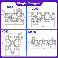 Perfil de Ranura en T EU 2020 2040 2060 3030 3060 4040 2080 20100, Riel Lineal de Extrusión de 100 200 500 800 mm, Piezas para Impresora 3D CNC