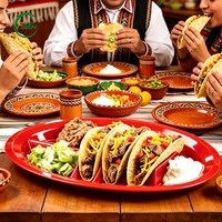 Piring Taco Flash PP untuk Pesta Taco Tuesday, Fiesta, BBQ, Camping, Piknik, Muat 3 Taco, 2 Kompartemen Saus, Bebas BPA