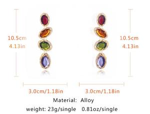 Boucles <span class=keywords><strong>d</strong></span>'oreilles longues dorées en strass pour femmes, bijoux multi-pierres précieuses, nouvelle collection - Product Image 6