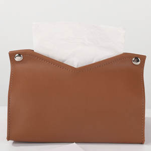 Boîte à mouchoirs en cuir minimaliste moderne, marron, en forme de V, pour bureau, maison, salle de bain, rangement pratique multi-usages - Product Image 1