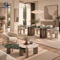 Table à manger de luxe avec plateau en marbre artificiel de 20 mm, mobilier d'hôtel moderne, table à manger en acier inoxydable sur mesure, vente directe pour villa