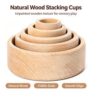 Montessori Spielzeug-Bol en bois empilable arc-en-ciel juguetes para los ninos-Autres jouets éducatifs classiques pour enfants - Product Image 4