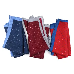 New Fashion Men Formal Styles Polka Dotted Pocket Squares Quality Silk Hand Rolled Printing Red Blue Suit Handkerchief