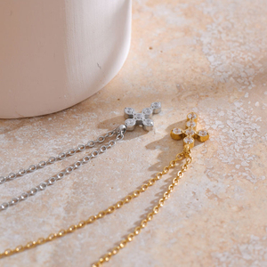 Mchic 4364 Exquisito Collar con Colgante <span class=keywords><strong>de</strong></span> Cruz <span class=keywords><strong>de</strong></span> Circonio y Acero Inoxidable, Chapado en <span class=keywords><strong>Oro</strong></span>, <span class=keywords><strong>Cadena</strong></span> Fina, Resistente al Agua - Product Image 5