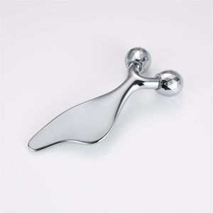 Masajeador de doble rodillo de mano de acero inoxidable coreano y tabla de raspado Facial para cara ojos manos piernas/brazos - Product Image 5