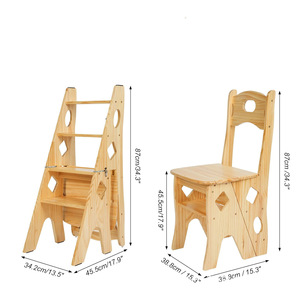 Taburete Infantil de Madera, Diseño Creativo para el Hogar, Silla Escalera Plegable y Extensible, Madera Maciza de Doble Uso - Product Image 4