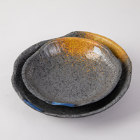 Assiette à salade irrégulière en mélamine vitrifiée, design moderne minimaliste japonais coréen, motif personnalisé, vaisselle d'hôtel créative
