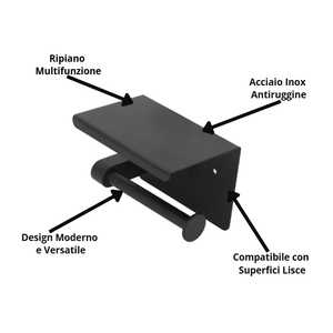 Portarotolo da parete con mensola in acciaio inossidabile, installazione adesiva senza foratura richiesta - Product Image 2
