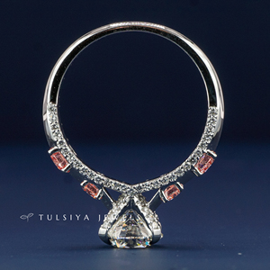 Bague en or 14 carats avec diamant de laboratoire pour femme, bague élégante à large bande avec diamant synthétique haut de gamme, bijoux de fiançailles et de mariage - Product Image 5