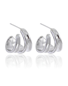 Pendientes de pétalos <span class=keywords><strong>rizados</strong></span> de doble capa de estilo Instagram europeo y americano, pendientes de acero inoxidable simples y personalizados - Product Image 3