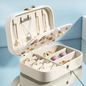 Luxury PU Leather Jewelry Organizer Box with <b>Mirror</b> for Ring Necklace Earring Storage and Travel Use gift store - Product Image 4