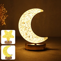 Lampe de table moderne Crystal Moon E26, 3 couleurs de lumière, en forme d'étoile, commande tactile, lampe de chevet LED, décoration Ramadan