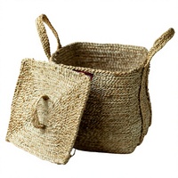 Panier de rangement circulaire en jute tressé à la main, naturel et écologique, avec poignées, taille et logo personnalisables, organisateur de vêtements multi-usages