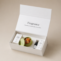 Boîte cosmétique magnétique recyclée pour 3 pots, emballage cadeau, boîte cosmétique personnalisée pour ensemble de soins de la peau avec logo, boîte à bougies blanche