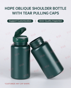 Color personalizado HDPE 250ml botella de plástico verde con tapa superior abatible personalizada tapa de rosca Crc Cp para cápsula botella de tableta de vitamina - Product Image 5