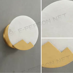 Элитный настенный светильник из алебастра и латуни, художественный круглый бра со светодиодами и теплым белым светом для гостиной и спальни - Product Image 3