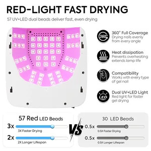 เครื่องอบเล็บ UV LED ไร้สาย 180W 57 หลอด LED พร้อมหน้าจอ LCD ชาร์จไฟได้ สำหรับอบเจลขัดเงา ใช้ในร้านทำเล็บ - Product Image 3