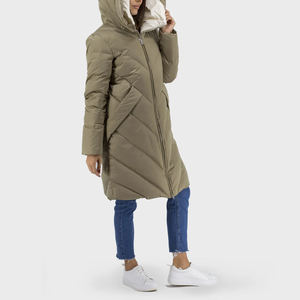 Giacca Invernale Personalizzata con Zip per Donna, Antivento, Taglie Forti, Moda Lunga, Piumino di Lusso <span class=keywords><strong>Trapuntato</strong></span> in Piuma d'Oca Bianca - Product Image 5