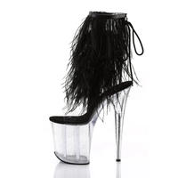 20 cm dos dentelle plume tempérament super hauts talons pôle danse bottes bout ouvert cool bottes cheville club sexy chaussures pour femmes