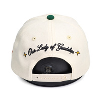 Casquette de baseball brodée personnalisée bicolore crème-vert avec broderie figurative, visière large, unisexe, style snapback, fourniture en gros OEM