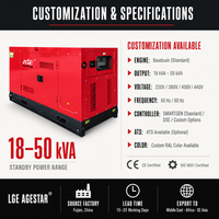 Groupe électrogène diesel silencieux Baudouin, direct usine, 18KVA 37.5KVA 50KVA 400V/480V 50/60Hz, ATS en option, pour usage industriel