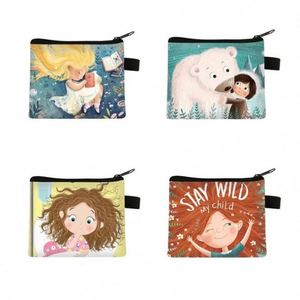 High Quality <b>Cute</b> Cartoon Girls Coin Bag Custom Printing Polyester Student Mini Square Coin <b>Purse</b> - Product Image 2