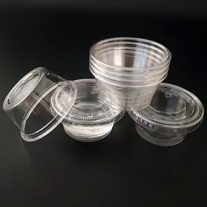 2オンスのポーションカップ環境にやさしいPETテイクアウト2オンスの小さな寿司またはサラダソースカップ、蓋付き漏れ防止