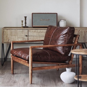 İskandinav tarzı tek püsküllü ofis ticari ve eğlence kullanımı için deri kanepe sandalye geleneksel tasarım Bar & oturma odası - Product Image 1