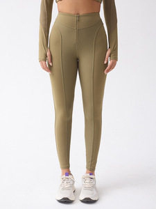 Leggings acanalados de cintura alta con cremallera, <span class=keywords><strong>ajustados</strong></span>, moldeadores, elásticos, para deporte, fitness, yoga, <span class=keywords><strong>pantalones</strong></span> largos, cálidos, para <span class=keywords><strong>esquí</strong></span>, activos - Product Image 5