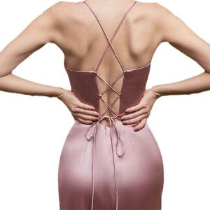 Abiti da Sera Eleganti <span class=keywords><strong>Monospalla</strong></span> Senza Maniche in Raso Tinta Unita, Vestito <span class=keywords><strong>Lungo</strong></span> da Donna <span class=keywords><strong>con</strong></span> <span class=keywords><strong>Spacco</strong></span> Profondo - Product Image 4