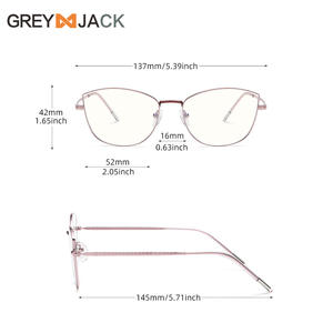 เกรย์แจ็คแว่นตาผู้หญิงทรงแคทอายกรอบเลนส์เอซีป้องกันแสงสีฟ้าขนาดกลางกรอบสแตนเลส - Product Image 3