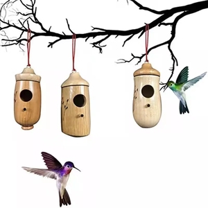 DD1111 Mini mangiatoia per uccelli personalizzata <span class=keywords><strong>Finch</strong></span> Nest decorazioni per esterni Swing Bird Food Organizer casa per colibrì appesa in legno - Product Image 4