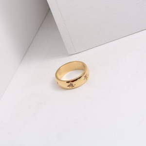 Non Tarnish Stainless Steel 18K Gold Plated <b>Cz</b> North Star Stacking <b>Ring</b> Jewelry for Women - Product Image 4