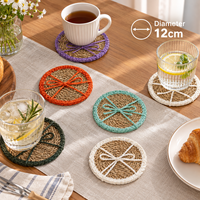 Sous-verres ronds en corde de papier faits à la main, tissés, antidérapants et résistants à la chaleur, pour la décoration de table de salle à manger et de cuisine, en carton